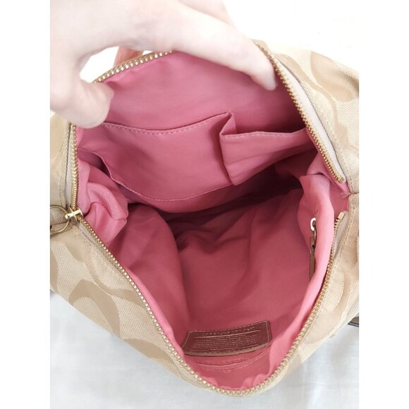 Coach Yellow Tan f15067 Leather Carly Signature Duffle Crossbody Convertible Bag - Picture 9 of 9